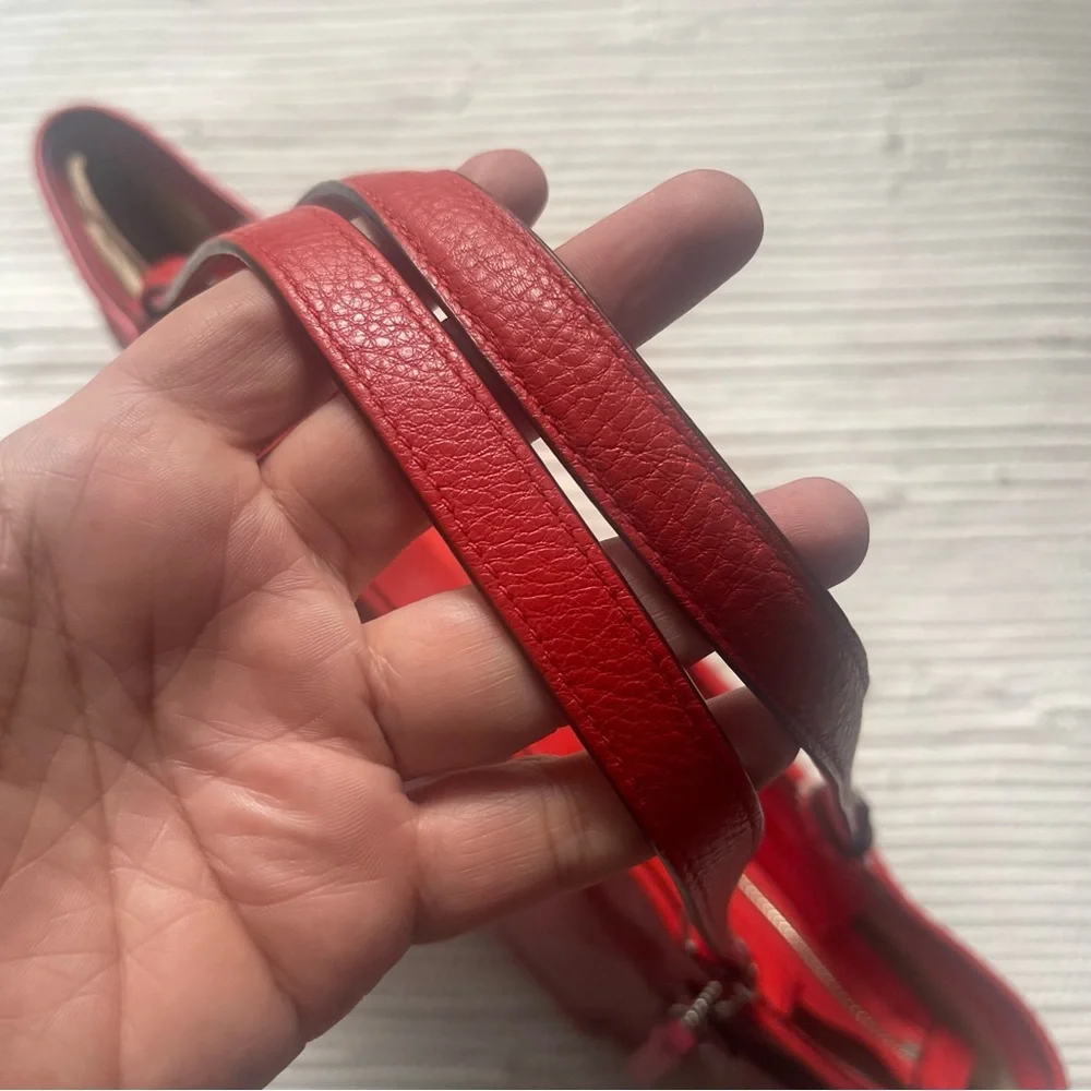 Coach 29898 RED COACH Park Patent Leather Carrie Tote Handbag Pebble Leather